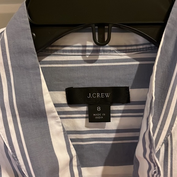 J. Crew Band-Collar Cotton Poplin Tunic in Stripe | Blue and White | 8 - Picture 5 of 7